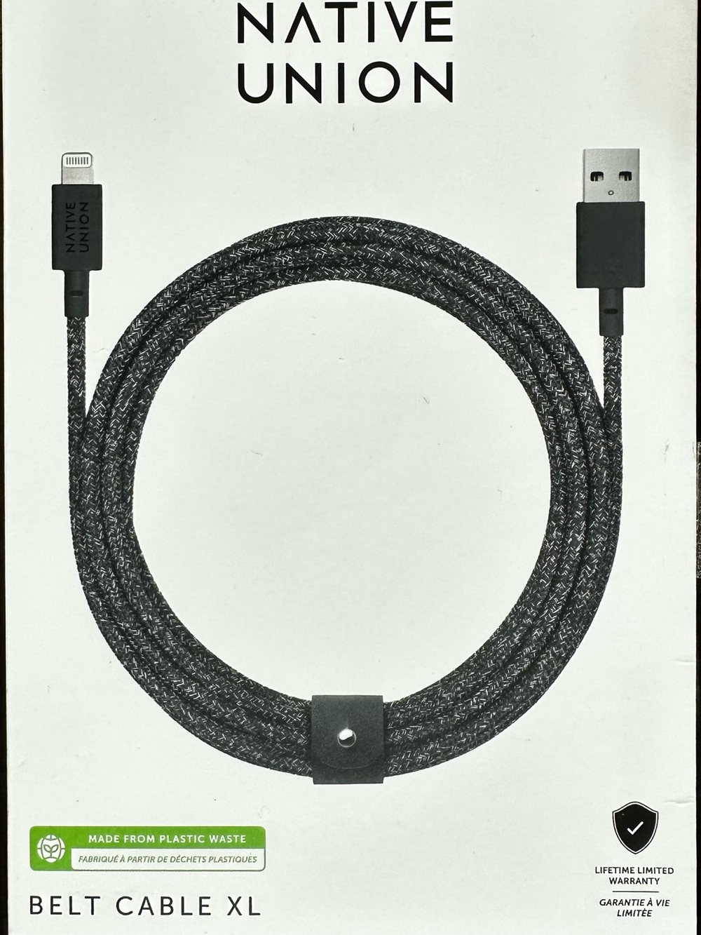 Native Union Belt Cable XL Lightning to USB - Black reinforced cable